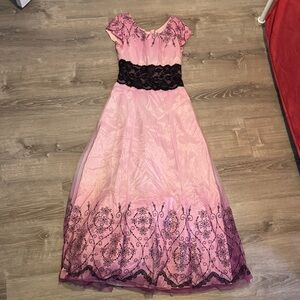 Elegant Pink and Black Kids Formal Dress